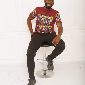 Maroon Ankara Tee